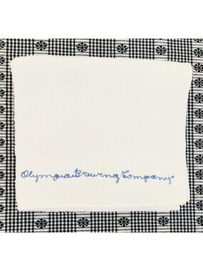 RARE Vintage Olympia Brewing Company Bar Towel Promo Embroidered Barware Rally
